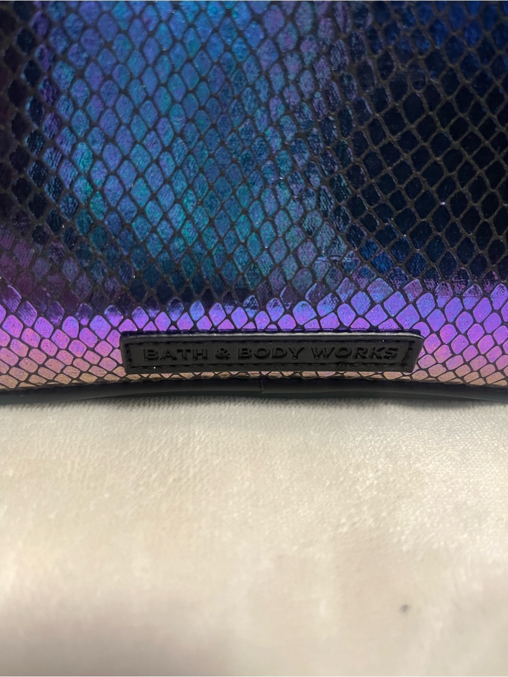 Bath & Body Works Iridescent Black Holographic Cosmetic Bag with Bat Accent - Picture 4 of 9